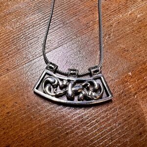 Silpada Sterling Curved, Filigree Floral Scroll Slide Pendant N1472